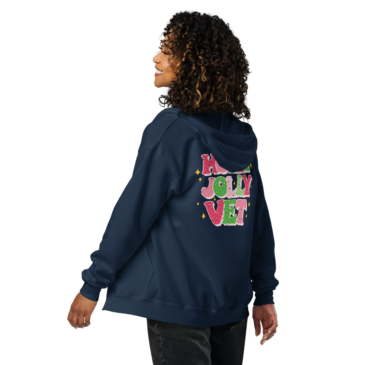 Holly Jolly Zip Hoodie-Unisex Zip Hoodie | Gildan 18600-I love Veterinary