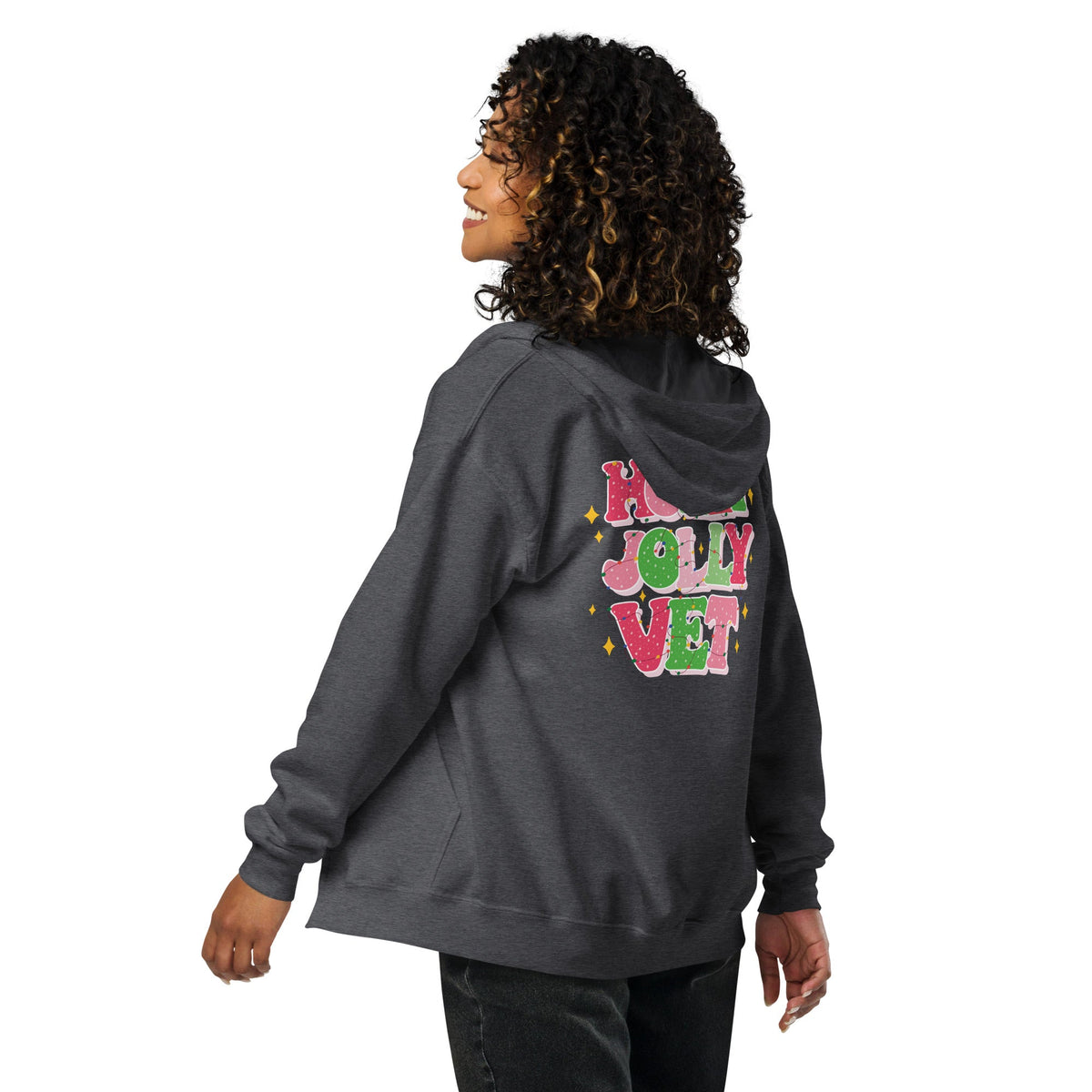 Holly Jolly Zip Hoodie-Unisex Zip Hoodie | Gildan 18600-I love Veterinary