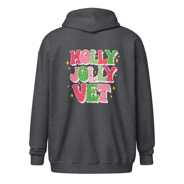 Holly Jolly Zip Hoodie-I love Veterinary