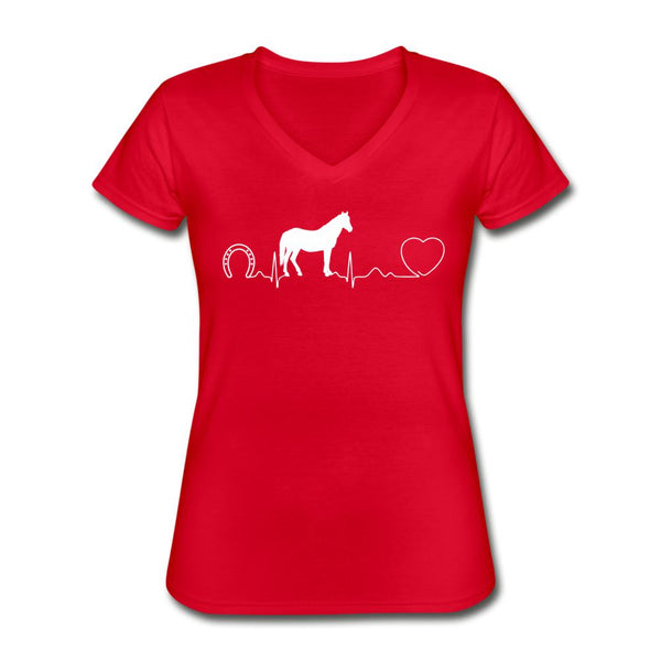 Horse pulse Women's V-Neck T-Shirt-Women's T-Shirt | Fruit of the Loom L3930R-I love Veterinary