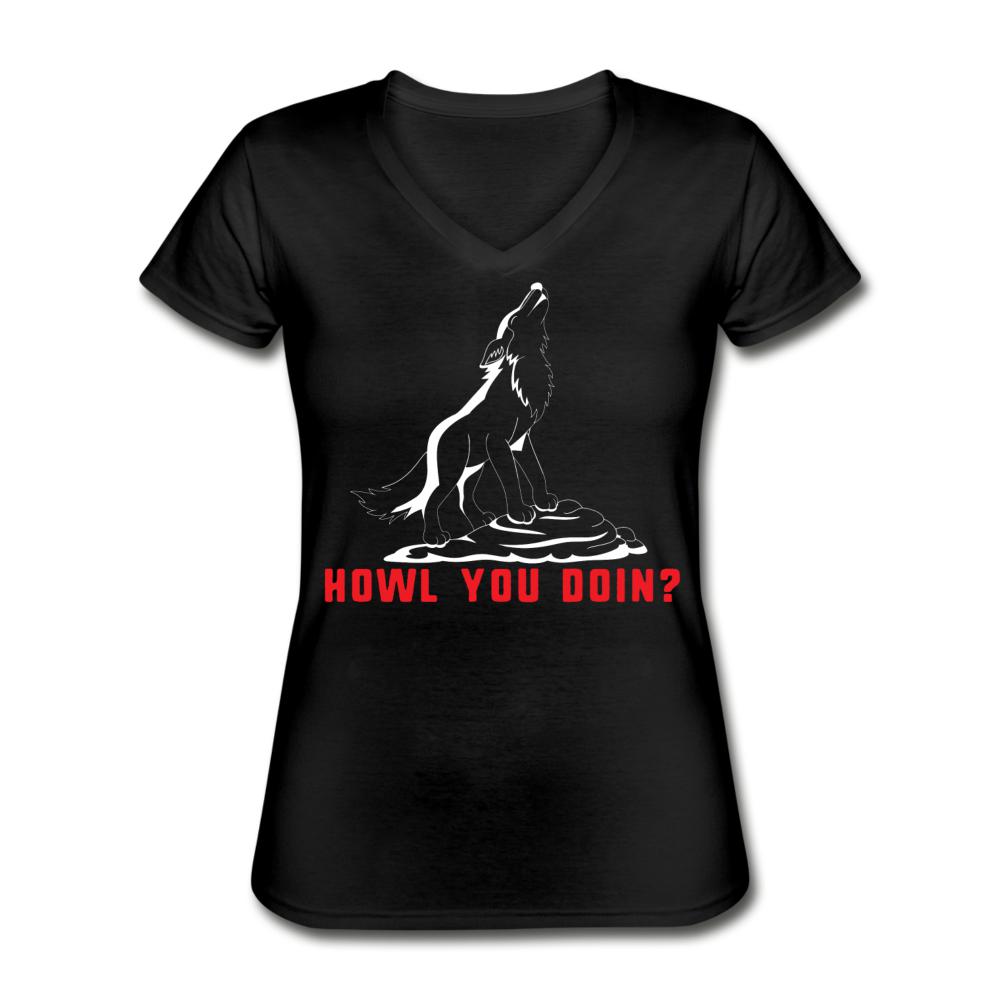 Howl you doin? Women's V-Neck T-Shirt-Women's V-Neck T-Shirt | Fruit of the Loom L39VR-I love Veterinary