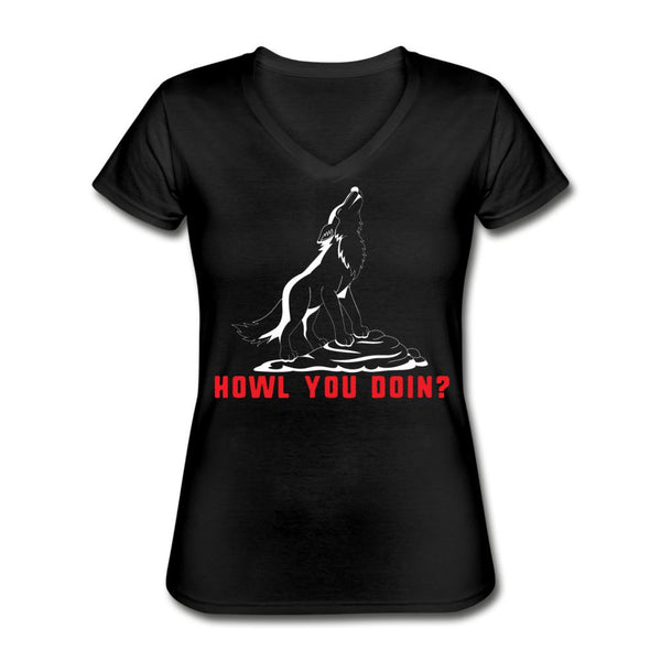 Howl you doin? Women's V-Neck T-Shirt-Women's V-Neck T-Shirt | Fruit of the Loom L39VR-I love Veterinary