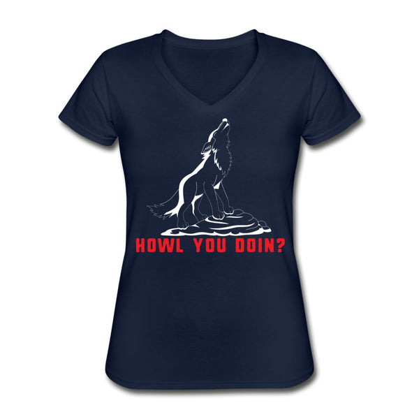 Howl you doin? Women's V-Neck T-Shirt-Women's V-Neck T-Shirt | Fruit of the Loom L39VR-I love Veterinary