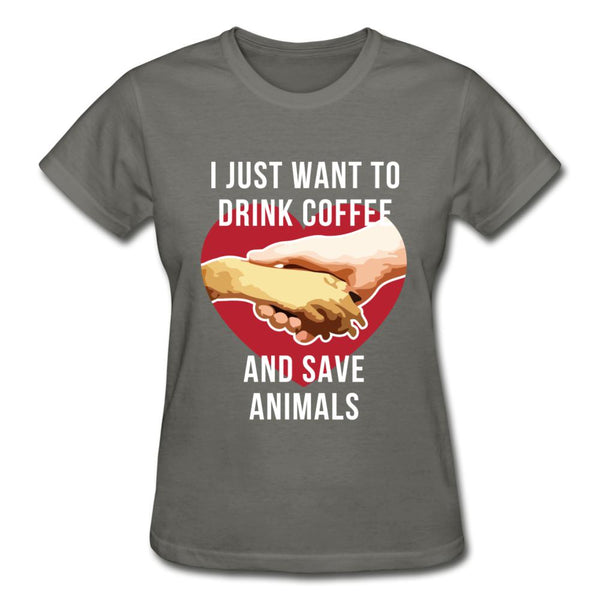 I just want to drink coffee and save animals Gildan Ultra Cotton Ladies T-Shirt-Ultra Cotton Ladies T-Shirt | Gildan G200L-I love Veterinary