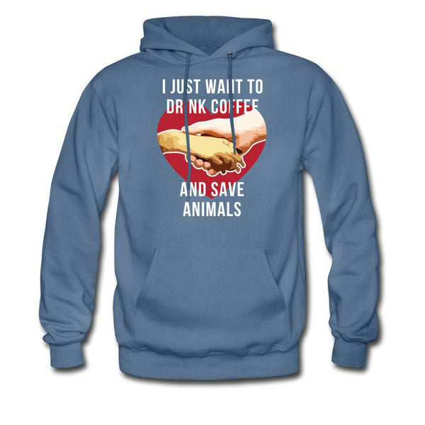 I just want to drink coffee and save animals Unisex Hoodie-Men's Hoodie | Hanes P170-I love Veterinary
