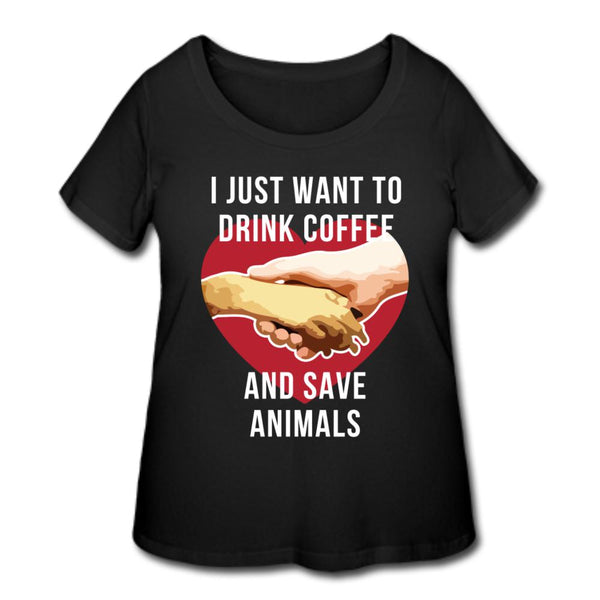 I just want to drink coffee and save animals Women's Curvy T-shirt-Women’s Curvy T-Shirt | LAT 3804-I love Veterinary