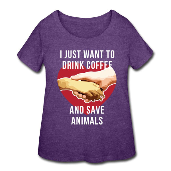I just want to drink coffee and save animals Women's Curvy T-shirt-Women’s Curvy T-Shirt | LAT 3804-I love Veterinary