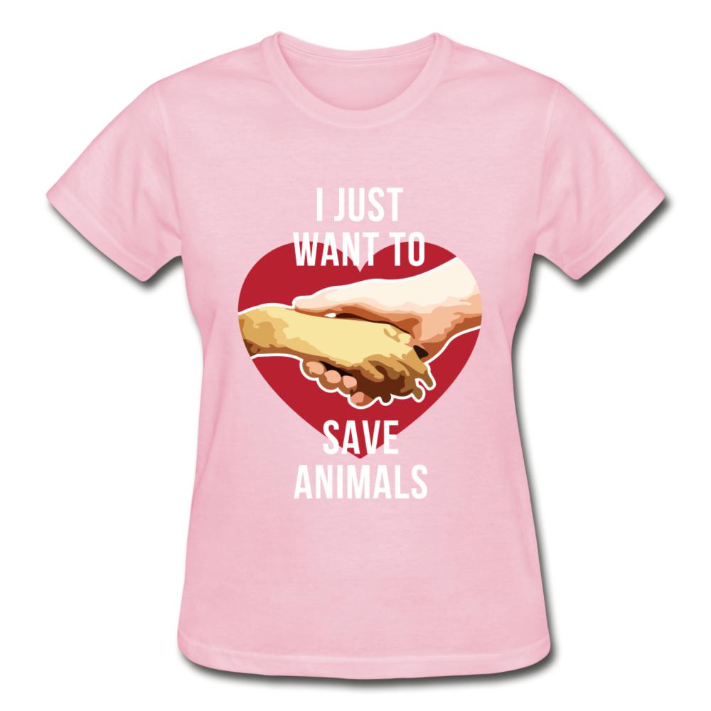 I just want to save animals Gildan Ultra Cotton Ladies T-Shirt-Ultra Cotton Ladies T-Shirt | Gildan G200L-I love Veterinary