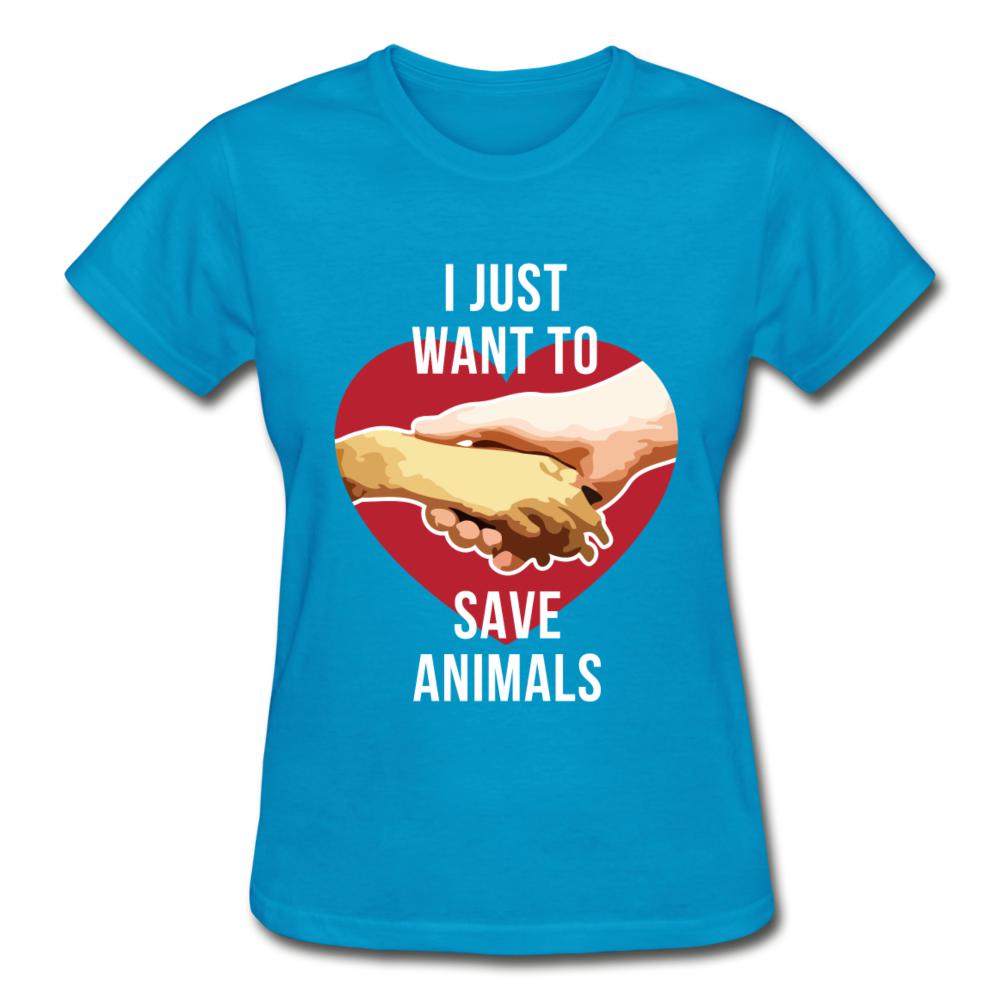 I just want to save animals Gildan Ultra Cotton Ladies T-Shirt-Ultra Cotton Ladies T-Shirt | Gildan G200L-I love Veterinary