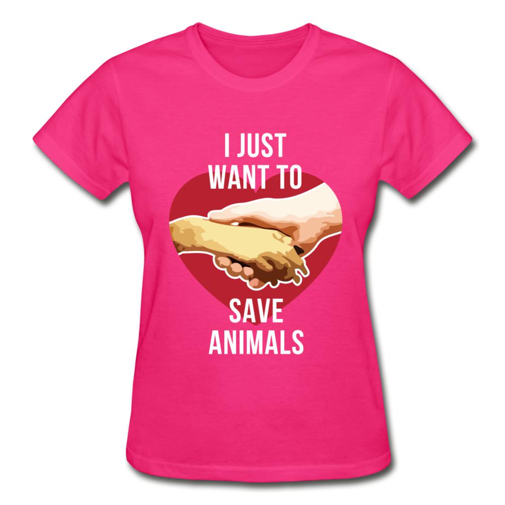 I just want to save animals Gildan Ultra Cotton Ladies T-Shirt-Ultra Cotton Ladies T-Shirt | Gildan G200L-I love Veterinary