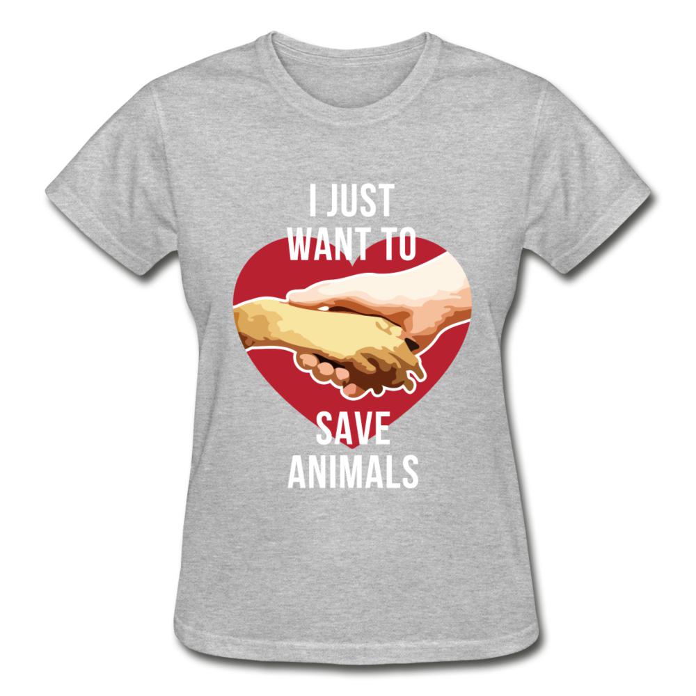 I just want to save animals Gildan Ultra Cotton Ladies T-Shirt-Ultra Cotton Ladies T-Shirt | Gildan G200L-I love Veterinary