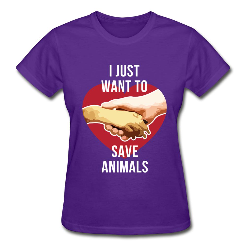 I just want to save animals Gildan Ultra Cotton Ladies T-Shirt-Ultra Cotton Ladies T-Shirt | Gildan G200L-I love Veterinary