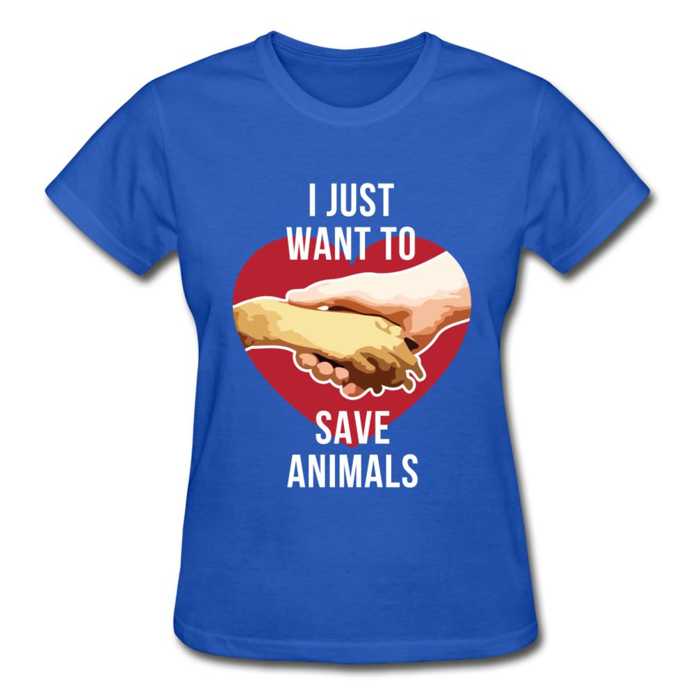 I just want to save animals Gildan Ultra Cotton Ladies T-Shirt-Ultra Cotton Ladies T-Shirt | Gildan G200L-I love Veterinary