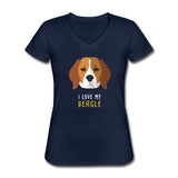 I love my Beagle Women's V-Neck T-Shirt-Women's V-Neck T-Shirt | Fruit of the Loom L39VR-I love Veterinary