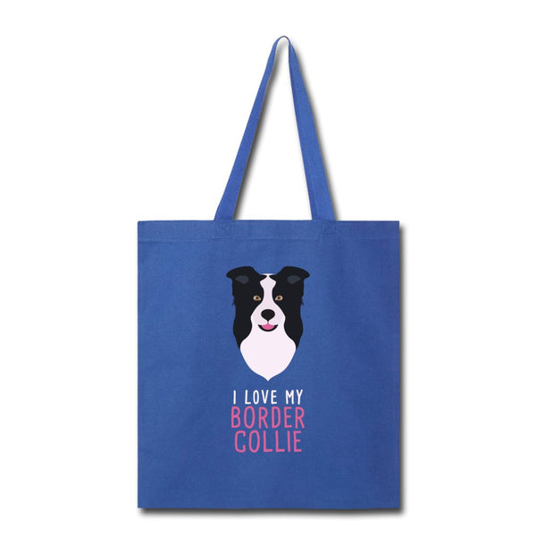 I love my Border Collie Cotton Tote Bag-Tote Bag | Q-Tees Q800-I love Veterinary