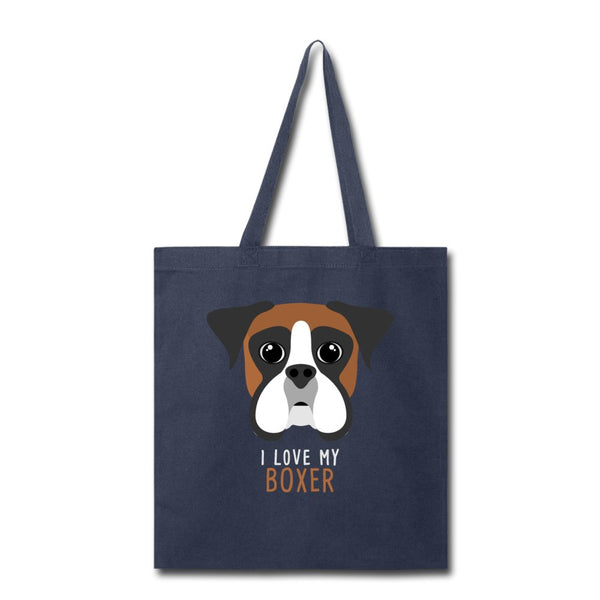 I love my Boxer Cotton Tote Bag-Tote Bag | Q-Tees Q800-I love Veterinary