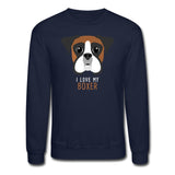 I love my Boxer Crewneck Sweatshirt-Unisex Crewneck Sweatshirt | Gildan 18000-I love Veterinary