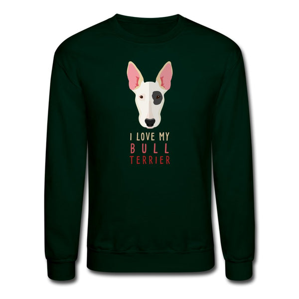 I love my Bull Terrier Crewneck Sweatshirt-Unisex Crewneck Sweatshirt | Gildan 18000-I love Veterinary