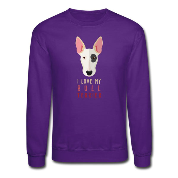I love my Bull Terrier Crewneck Sweatshirt-Unisex Crewneck Sweatshirt | Gildan 18000-I love Veterinary
