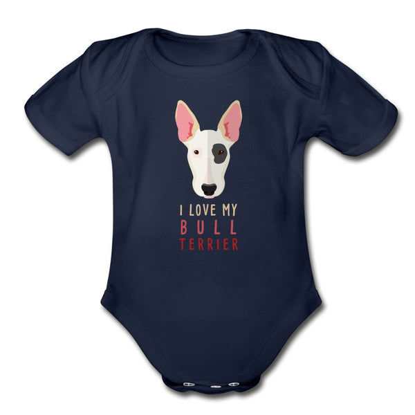I love my Bull Terrier Onesie-Organic Short Sleeve Baby Bodysuit | Spreadshirt 401-I love Veterinary