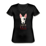I love my Bull Terrier Women's V-Neck T-Shirt-Women's V-Neck T-Shirt | Fruit of the Loom L39VR-I love Veterinary