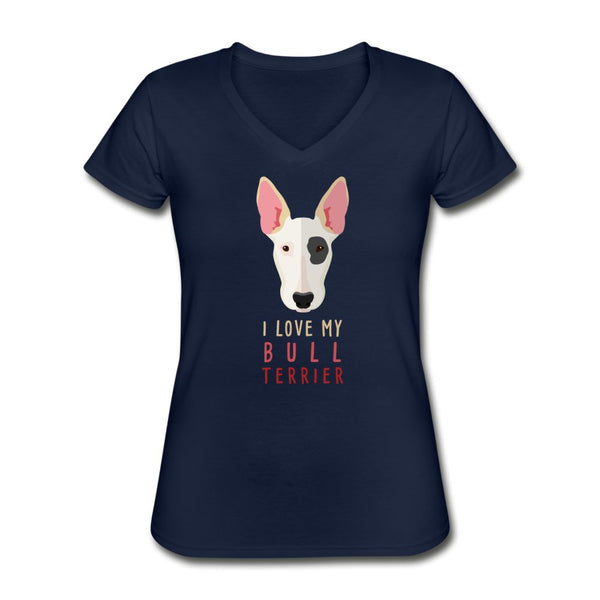 I love my Bull Terrier Women's V-Neck T-Shirt-Women's V-Neck T-Shirt | Fruit of the Loom L39VR-I love Veterinary