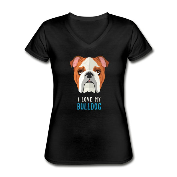 I love my Bulldog Women's V-Neck T-Shirt-Women's V-Neck T-Shirt | Fruit of the Loom L39VR-I love Veterinary