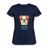 I love my Bulldog Women's V-Neck T-Shirt-Women's V-Neck T-Shirt | Fruit of the Loom L39VR-I love Veterinary