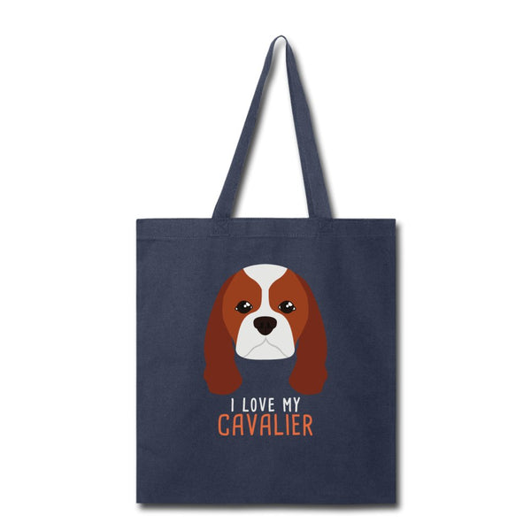 I love my Cavalier Cotton Tote Bag-Tote Bag | Q-Tees Q800-I love Veterinary