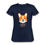 I love my Corgi Women's V-Neck T-Shirt-Women's V-Neck T-Shirt | Fruit of the Loom L39VR-I love Veterinary