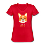 I love my Corgi Women's V-Neck T-Shirt-Women's V-Neck T-Shirt | Fruit of the Loom L39VR-I love Veterinary