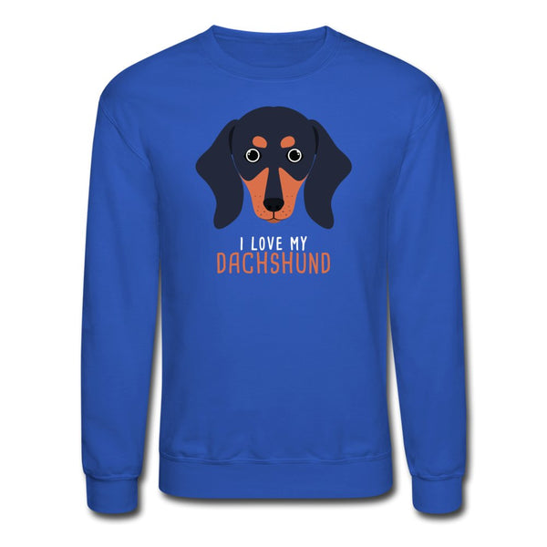 I love my Dachshund Crewneck Sweatshirt-Unisex Crewneck Sweatshirt | Gildan 18000-I love Veterinary