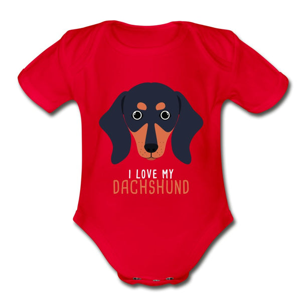 I love my Dachshund Onesie-Organic Short Sleeve Baby Bodysuit | Spreadshirt 401-I love Veterinary