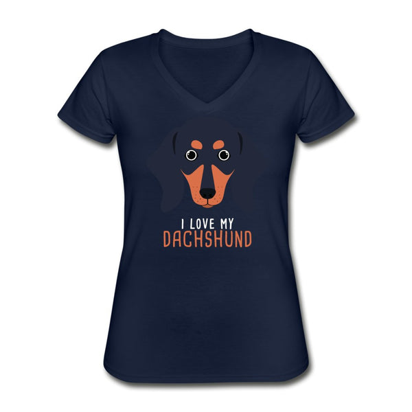 I love my Dachshund Women's V-Neck T-Shirt-Women's V-Neck T-Shirt | Fruit of the Loom L39VR-I love Veterinary