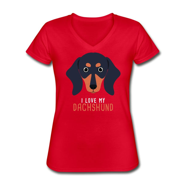 I love my Dachshund Women's V-Neck T-Shirt-Women's V-Neck T-Shirt | Fruit of the Loom L39VR-I love Veterinary