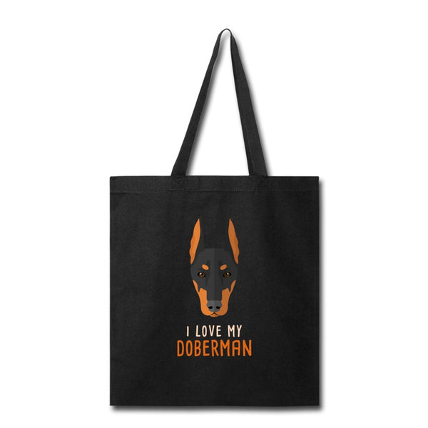 I love my Doberman Cotton Tote Bag-Tote Bag | Q-Tees Q800-I love Veterinary