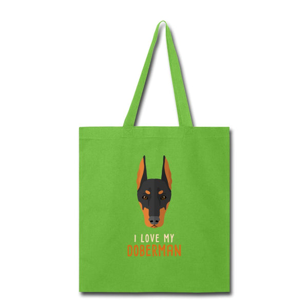 I love my Doberman Cotton Tote Bag-Tote Bag | Q-Tees Q800-I love Veterinary