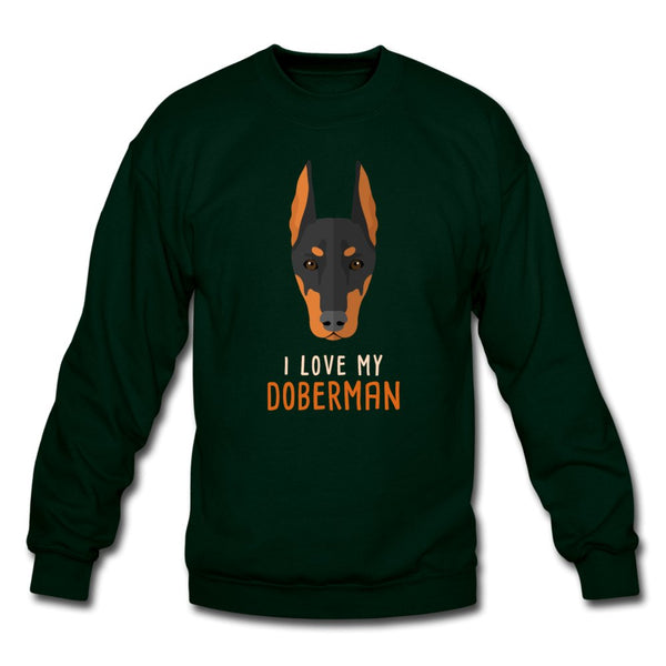 I love my Doberman Crewneck Sweatshirt-Unisex Crewneck Sweatshirt | Gildan 18000-I love Veterinary
