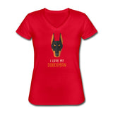I love my Doberman Women's V-Neck T-Shirt-Women's V-Neck T-Shirt | Fruit of the Loom L39VR-I love Veterinary