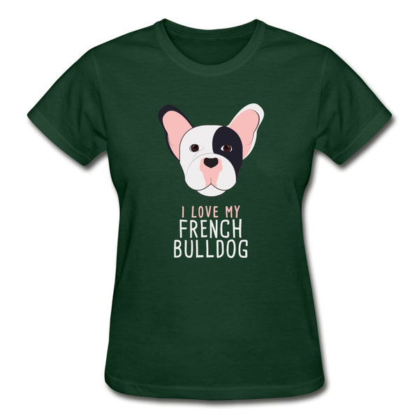 I love my French Bulldog Gildan Ultra Cotton Ladies T-Shirt-Ultra Cotton Ladies T-Shirt | Gildan G200L-I love Veterinary