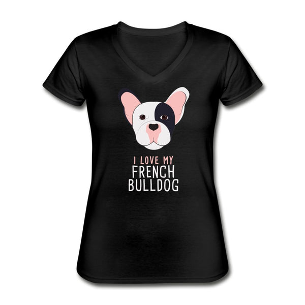 I love my French Bulldog Women's V-Neck T-Shirt-Women's V-Neck T-Shirt | Fruit of the Loom L39VR-I love Veterinary