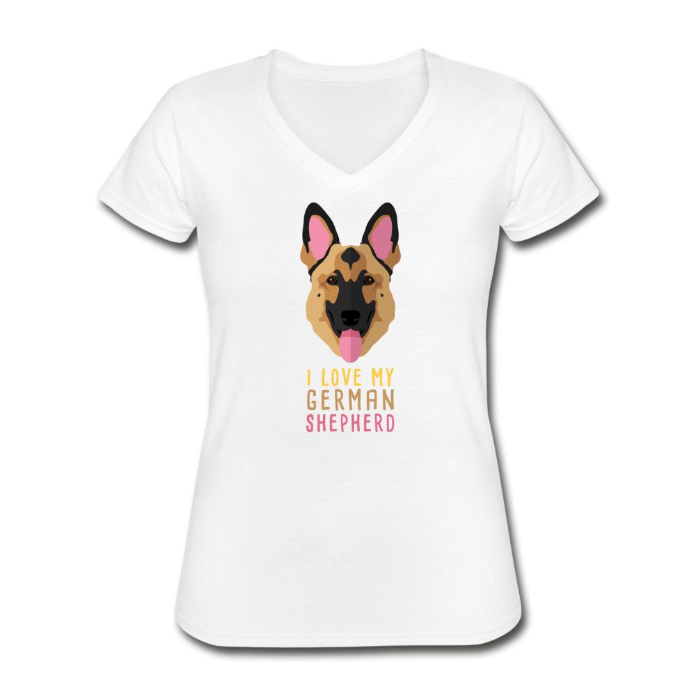 I love my German Shepherd Women s V Neck T Shirt I love Veterinary