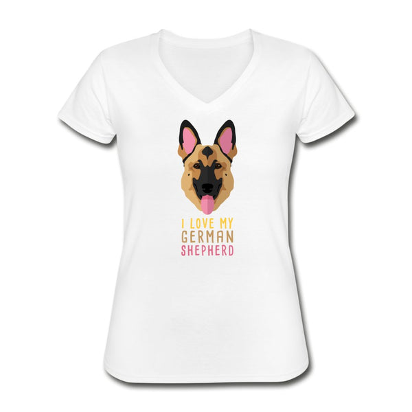 I love my German Shepherd Women's V-Neck T-Shirt-Women's V-Neck T-Shirt | Fruit of the Loom L39VR-I love Veterinary