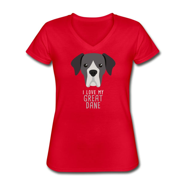 I love my Great Dane Women's V-Neck T-Shirt-Women's V-Neck T-Shirt | Fruit of the Loom L39VR-I love Veterinary
