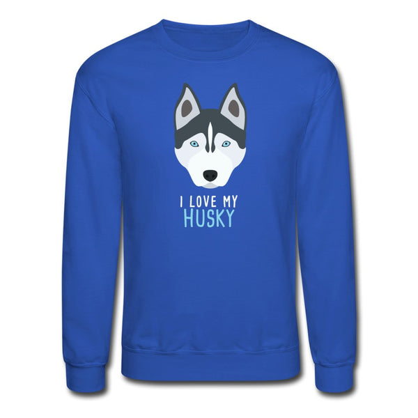 I love my Husky Crewneck Sweatshirt-Unisex Crewneck Sweatshirt | Gildan 18000-I love Veterinary