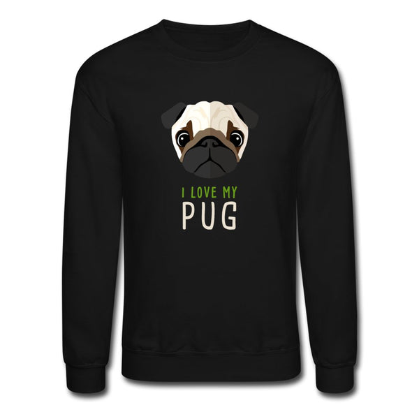 I love my Pug Crewneck Sweatshirt-Unisex Crewneck Sweatshirt | Gildan 18000-I love Veterinary