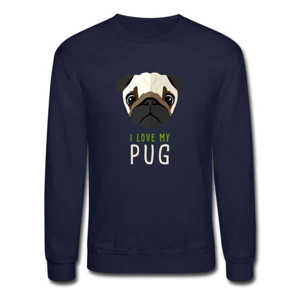 I love my Pug Crewneck Sweatshirt-Unisex Crewneck Sweatshirt | Gildan 18000-I love Veterinary
