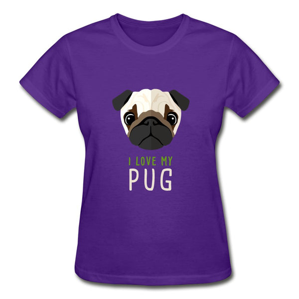 I love my Pug Gildan Ultra Cotton Ladies T-Shirt-Ultra Cotton Ladies T-Shirt | Gildan G200L-I love Veterinary
