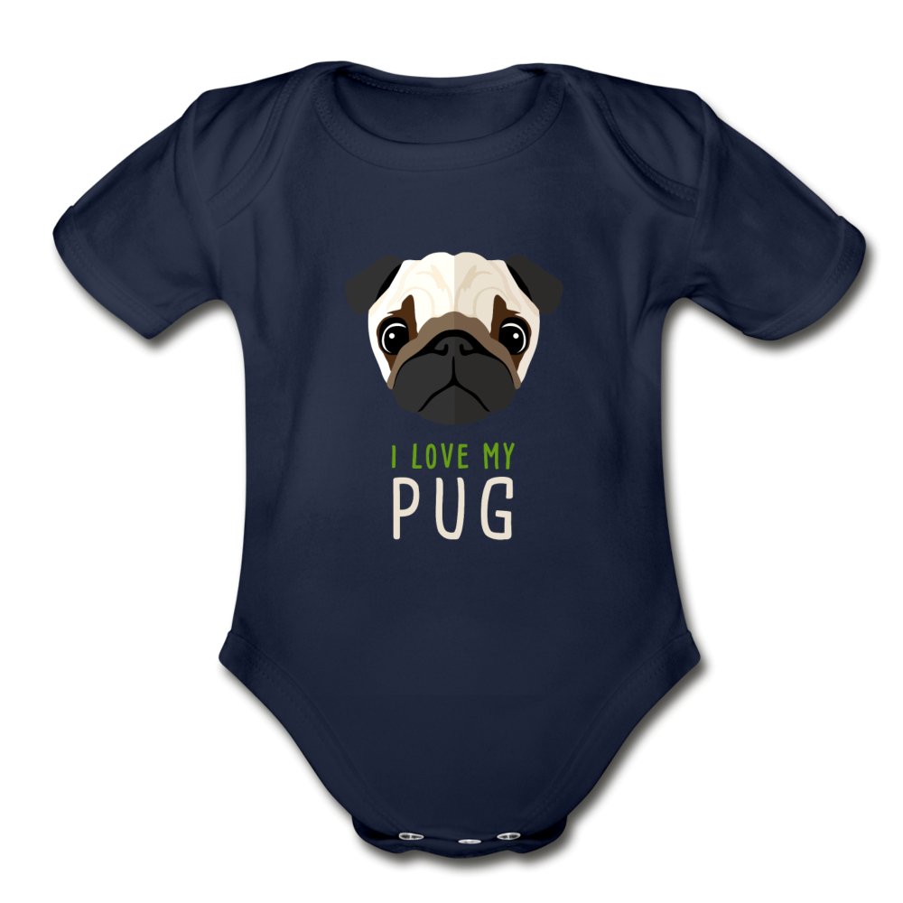 I love my Pug Onesie-Organic Short Sleeve Baby Bodysuit | Spreadshirt 401-I love Veterinary
