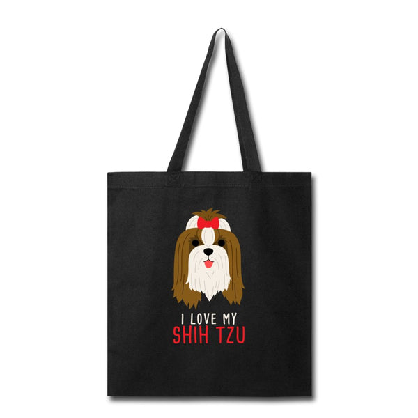 I love my Shih Tzu Cotton Tote Bag-Tote Bag | Q-Tees Q800-I love Veterinary